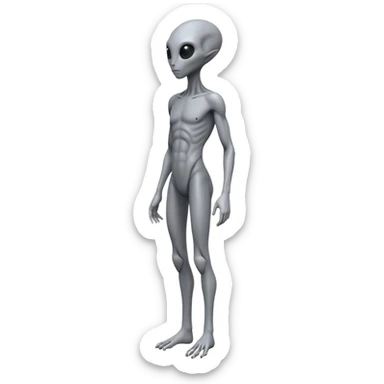 fullbody humanoid gray alien direct sideview sticker