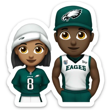 Brown skin couple in  Philadelphia Eagles clothing sticker