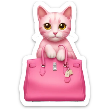 Pink cat with a birkin sticker
