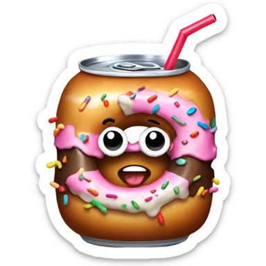 A donut drinking soda sticker
