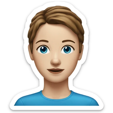 realistic portrait of white woman with shorter brown hair , blue eyes sticker