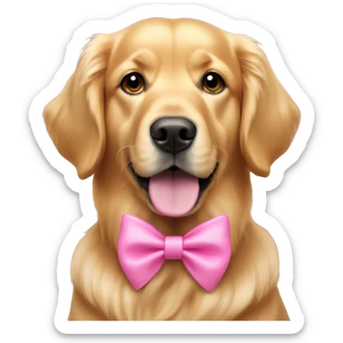 Golden retriever with pink bows in ears sticker