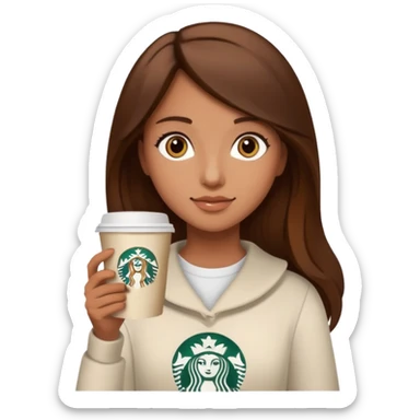 Girl, brown hair and brown eyes, Starbucks sticker