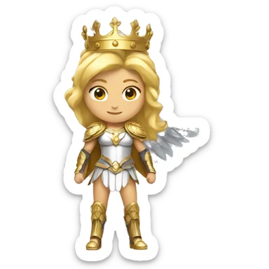 Blond Valkyrie full body with crown with wings sticker