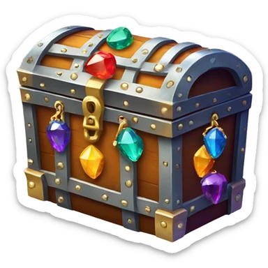 Treasure chest with colourful gems sticker