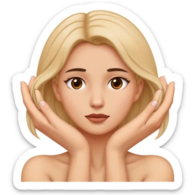 Female grabbing her neck with both hands sticker