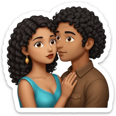 Indian girl with curly hair kissing Indian man sticker