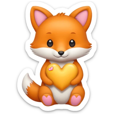 renard kawai avec un coeur jaune sticker