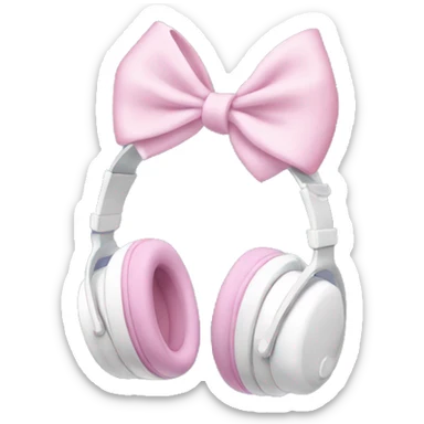 white imax headphones with light pink bows sticker