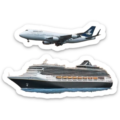 a flying cruise ship sticker