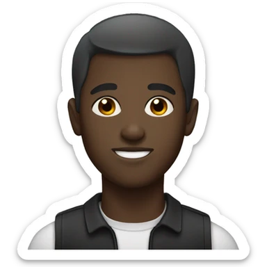 Young, dark-skinned man with short hair and black eyes sticker