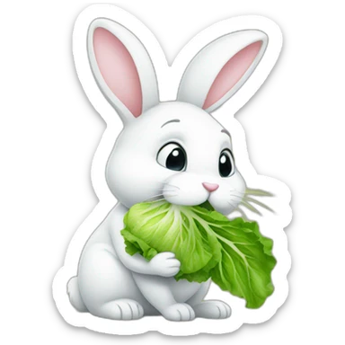 Bunny eating lettuce sticker
