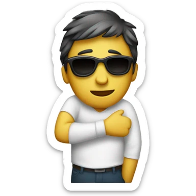 a human hugging human with sunglasses sticker