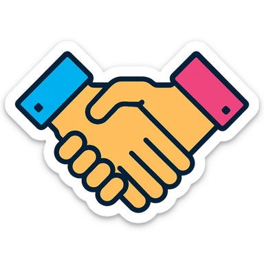 modern partnership handshake icon, branding-ready, clean and minimalistic design sticker