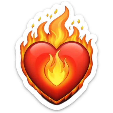 I want the emoji to be the heart on fire but make the heart black sticker