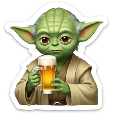 Yoda buvant une bière sticker