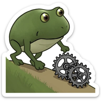 bufo hiking uphill with gears sticker
