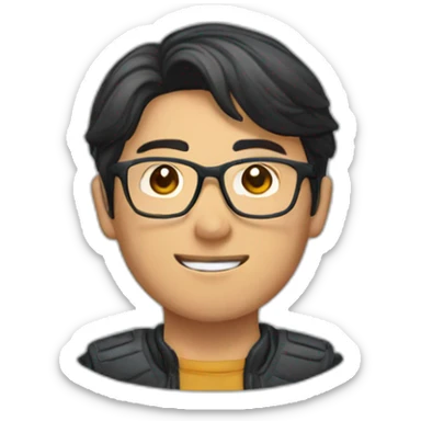 Straight Dark-haired Asian man with glasses and bicycle accessories sticker
