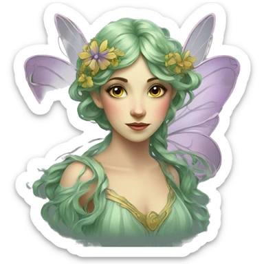 Art nouveau fairy sticker