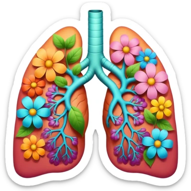 Lungs with flowers growing out of it sticker