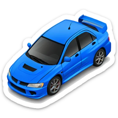 A blue Mitsubishi Evo 9 sticker