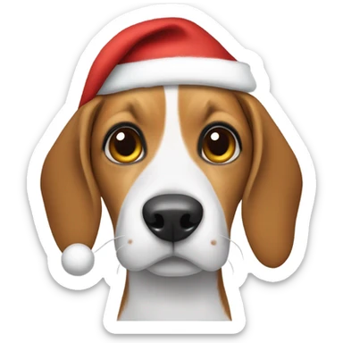 Beagle wearing Santa hat sticker