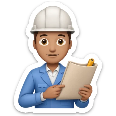 an architect holding a blueprint sticker