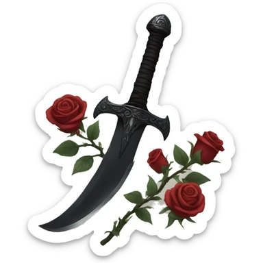 black sword with black roses sticker