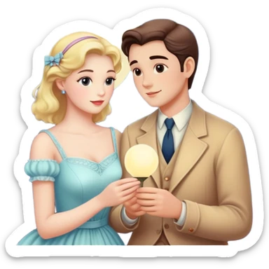 Pastel warm-colored romantic vintage Moonlight date sticker