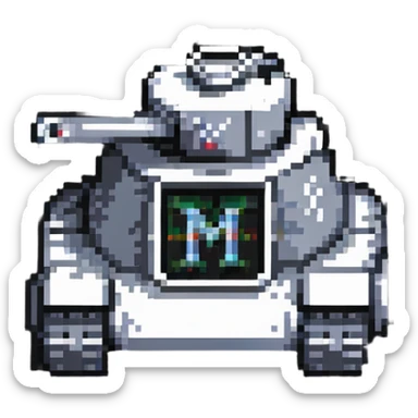 tank with the letter M written on it sticker