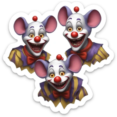3 rats in the image of strange crazy clowns sticker