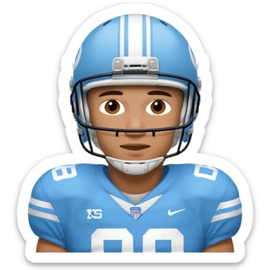 College football player in  Carolina Blue color  sticker