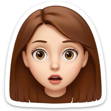 girl with brown hair, surprised expression sticker