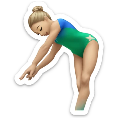 gymnast doin a backhandspring on beam in a blue and green leotard sticker