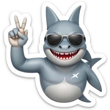 shark wearing sunglasses and putting the middle finger up sticker