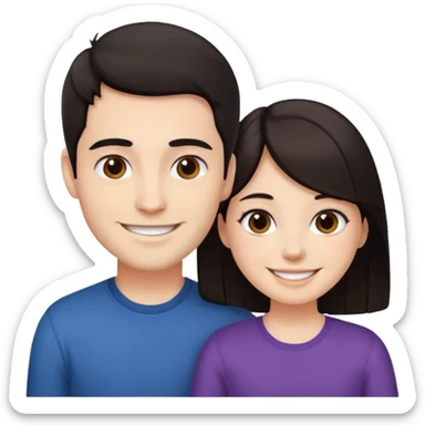 Brother ans sister, white skin, dark hair sticker