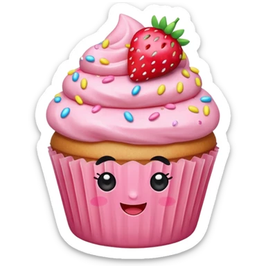 kawaii strawberry cupcake sticker
