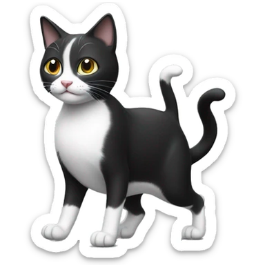 Black and white Cat walking on two legs sticker
