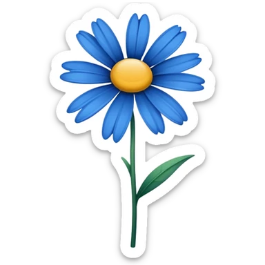 single Blue Daisy, straight stem sticker