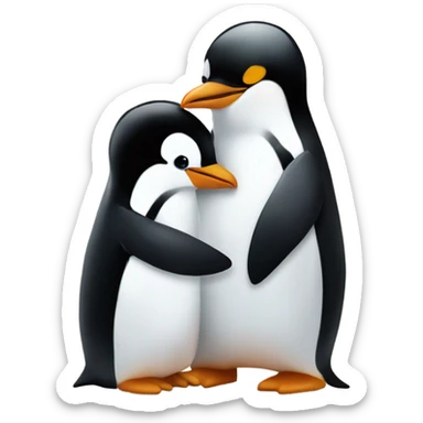 Penguin hugging another penquin sticker