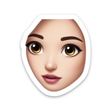 beautiful girl with white skin，black eyes，pink lips，black Long hair in the middle, nevus at the moment sticker