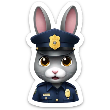 Bunny as a police officer  sticker