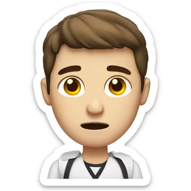 One unhappy guy student with school uniform with brown hair sticker