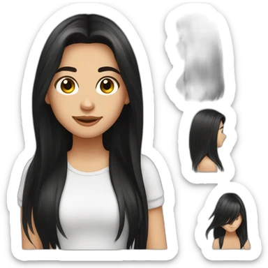 German teen with long black hair and highlights sticker