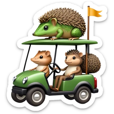A toad and a hedgehog on a golf cart sticker
