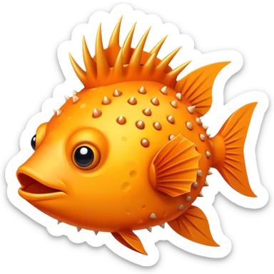 All Orange Blowfish with spikes sticker