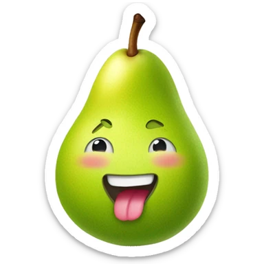 A cute pear with tongue sticking out sticker