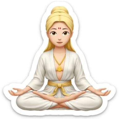 female figure in lotus position, meditating, yellow skin, serene vibe sticker