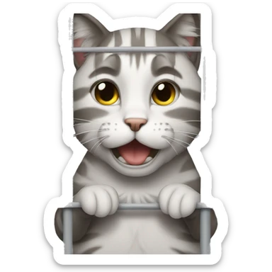 a crying cat in jail sticker