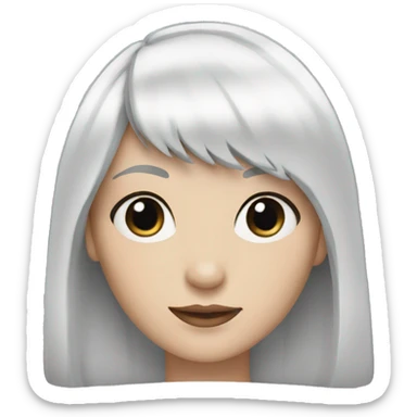 Woman who has white skin and half black hair and half White hair and bangs  sticker